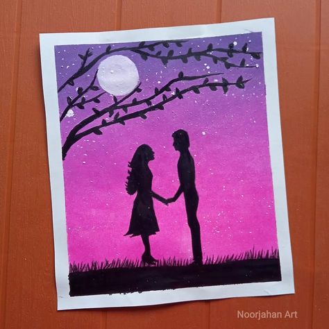 #couple #silhouette #drawing Soft Pastels Drawing, Couples Canvas, Couple Drawing, Kids Clothes Patterns, Silhouette Drawing, Couple Silhouette, Couple Painting, Canvas Drawing, Poster Colour