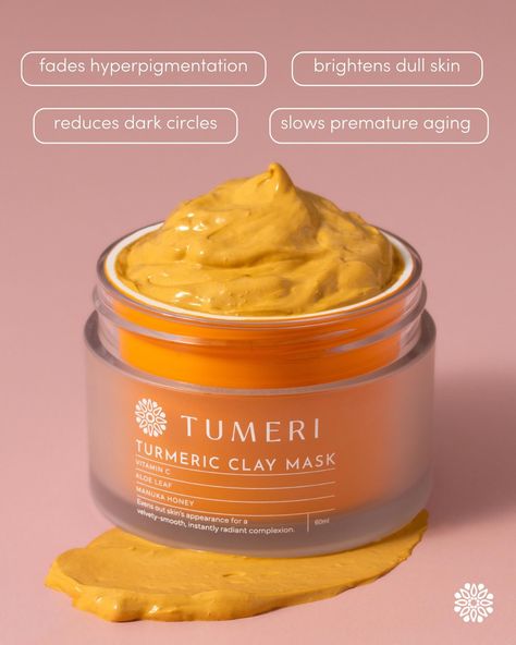 when you treat your skin with our Turmeric Clay Mask, you’ll notice... ➡️ 📸 @toricollabs . . . . . #Tumeri #hyperpigmentation #darkspots #acnescars #reducehyperpigmentation #productsforhyperpigmentation #turmericskincare #turmericbenefits #turmericforskin #turmeric Indian Branding, Night Face Mask, Turmeric Skin Care, Turmeric For Skin, Turmeric Mask, Turmeric Face Mask, Reduce Hyperpigmentation, Skincare Routines, Reduce Dark Circles