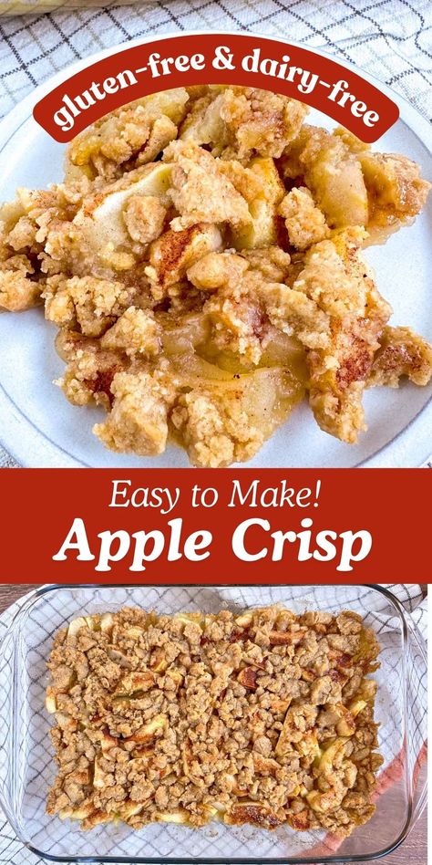 The combination of sweet, juicy apples, a hint of spice, and a crunchy topping makes this gluten-free apple crisp irresistible. Whether it's a casual family dinner or a festive holiday gathering, gluten-free apple crisp is a crowd-pleaser for any occasion. Healthy Apple Crisp Gluten Free, Gluten Dairy Free Apple Crisp, Apple Crisp Gluten Free Easy, Easy Gluten Free Apple Desserts, Gluten Free Dairy Free Apple Crisp, Gluten Free For A Crowd, Gluten Free Crisp Topping, Gluten Free Apple Desserts, Dairy Free Apple Crisp