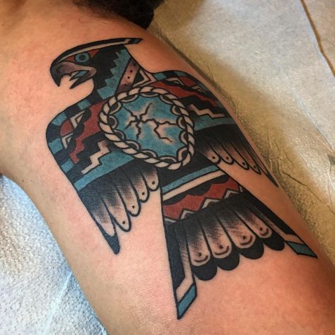 Traditional Thunderbird Tattoo, Thunderbird Tattoos, Neo Traditional Chest Tattoo, Thunderbird Tattoo, Traditional Chest Tattoo, Thunder Chicken, Western Tattoo, Traditional Tattoo Designs, Native American Tattoos