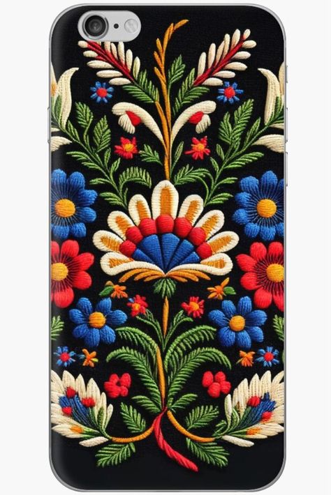 A beautiful floral pattern in the traditional Portuguese folk embroidery style. Beautiful image and gift to brighten up the home and on phone cases. Portuguese Style, Folk Embroidery, On Phone, Iphone Skin, Pattern Iphone, Embroidery Pattern, Decor Items, Iphone Skins, Home Decor Items