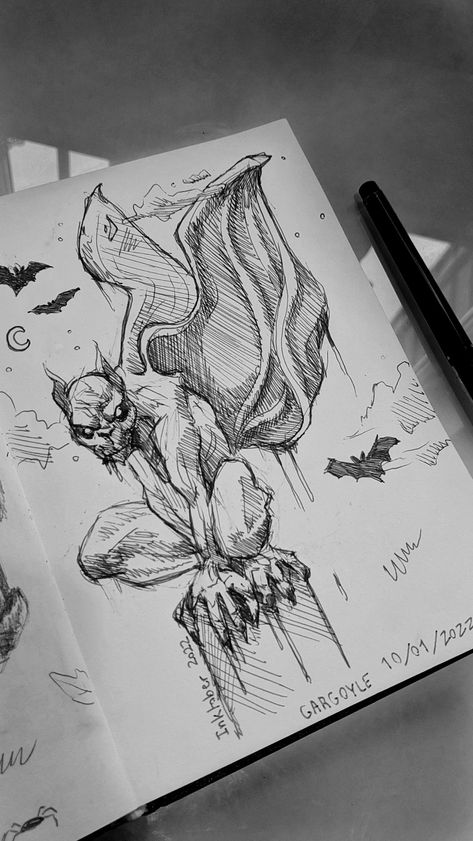 Gargoyle Drawing Reference, How To Draw Gargoyles, Gargoil Drawing, Gothic Gargoyles Drawing, Inktober Gargoyle, Gargoyle Painting, Gargoyles Art Drawing, Gargoyle Drawing Sketch, Gargoyles Drawing