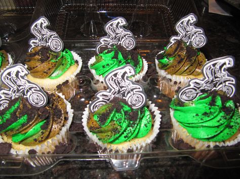 dirt bike cupcakes Dirt Bike Cupcakes, Bike Party Ideas, Bike Cupcakes, Dirt Bike Party Ideas, Dirt Bike Birthday Party, Motorcycle Birthday Cakes, Bike Birthday Party, Bike Birthday Parties, Dirt Bike Party