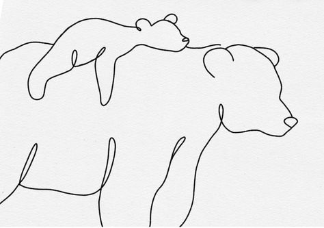 Bear Line Drawing, Baby Bear Tattoo, Mama Bear Baby Bear, Bear Tattoos, Bear Drawing, Drawing Tattoo, Bear Tattoo, Line Art Tattoos, Tattoo Outline