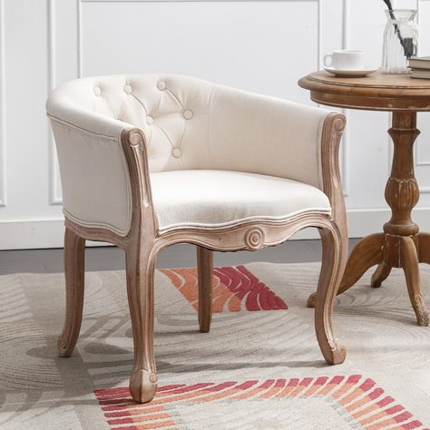 PRICES MAY VARY. 🌺FUNCTIONAL ART: This french style vintage chair by Bonzy Home marries modern strength with French country flair, characterized by its weathered wood frame, unique carvings, and elegant muted colors that complement any home. 🌺GRACEFUL ACCENTS: Wrapped in ultra breathable linen upholstery with classic diamond button tufted backrest, this barrel chair offers a classy yet inviting look, while the floral carvings on each curved leg add a romantic touch to your space. 🌺SUPERIOR CO Bedroom French Country, Comfy Rocking Chair, French Accent Chairs, French Country Chairs, Bedroom French, French Accent, Floral Chair, Comfy Living Room, French Country Living Room