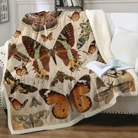 Would you like this Vintage Butterflies Sherpa Throws Blanket? 100% polyester, fine for people with sensitive skin or allergies, also completely resistant to shrinking and wrinkling. Fun Blankets, Throws Blanket, Vintage Butterflies, Blanket For Bed, Thick Blanket, Bedrooms Ideas, Microfiber Blanket, Halloween Orange, Nursery Blanket