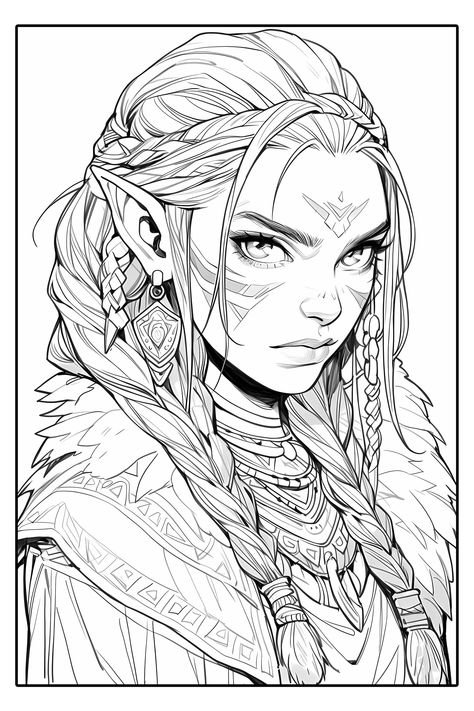 Warrior Drawing Reference, Coloring Pages Of Women, Warrior Coloring Pages, Coloring Pages Of People, Female Illustration Art, Manga Coloring Pages, Color Drawing Art, Book Light, Adult Coloring Designs