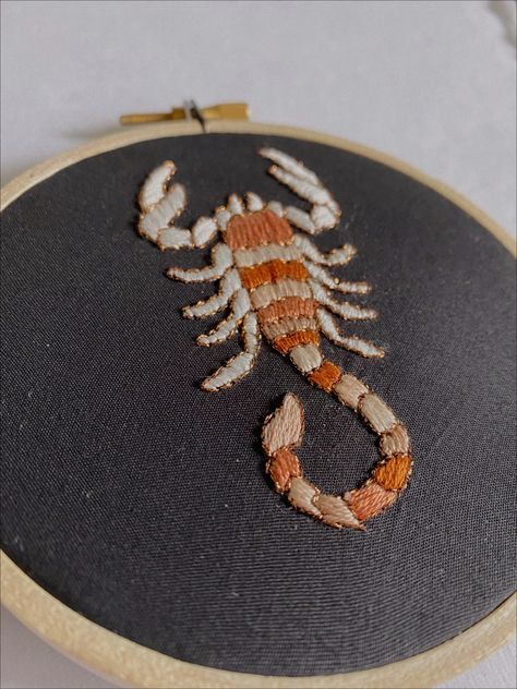 Scorpio Embroidery, Scorpion Embroidery, Embroidered Scorpion, Cute Scorpion, Cool Art Ideas, Scorpion Art, Zodiac Embroidery, Red Pastel, Floral Magnets