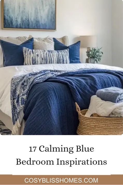 Ready to refresh your personal space? Check out these 17 calming blue bedroom inspirations that promise to turn your room into a tranquil oasis. From chic indigo throw blankets to stunning navy accents, these ideas will spark your imagination and help you create that serene escape you've always dreamed of. Let the cool tones wash over you and make your bedroom a place for relaxation and peace. Here’s how to style your space beautifully in shades of calming blue for a restful everyday retreat. Blue Bedding Inspiration, Calming Blue Bedroom, Blue Bedroom Inspirations, Apartment Ideas Living Room, Blue Bedroom Ideas, Navy Accents, Bedding Inspiration, Bedroom Decor Inspiration, Camper Decor