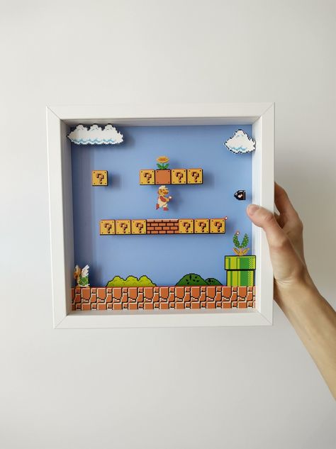 Mario Diorama, Gamer Wall Decor, Paper Art Tutorial, Art For Wall Decor, Model Diorama, Art For Wall, Super Mario 3d, Computer Gifts, Paper Artwork