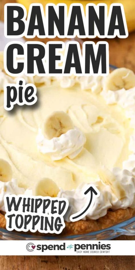 This is a quick and easy banana cream pie recipe. Easy Banana Cream Pie Recipe, Easy Banana Cream Pie, Banana Cream Pie Recipe, Strawberry Cream Pies, Spend With Pennies, Cream Pie Recipes, Baked Strawberries, Coconut Cream Pie, Refreshing Desserts