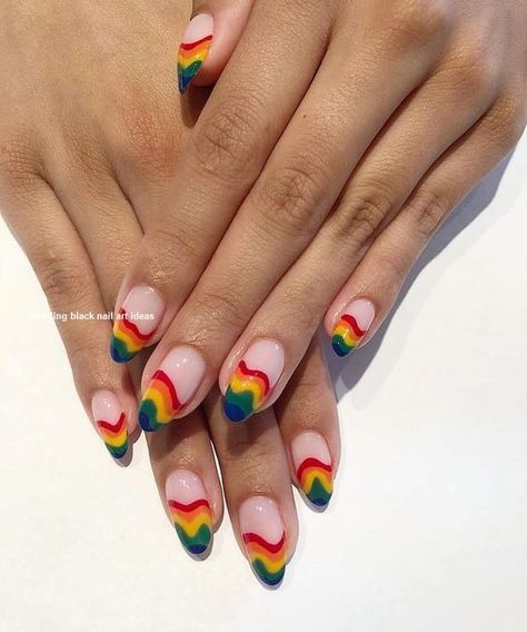 White And Rainbow Nails, Pride Nail Art, Pride Nail, Nail Art Simple, Rainbow Nails Design, Rainbow Nail Art, Rainbow Nail, Purple Nail, White Nail Art