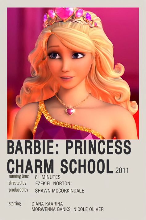 Barbie Princess Charm School Movie Poster, Barbie Princess Charm School Poster, Barbie Polaroid Poster, School Barbie, Barbie Princess Charm School, Princess Charm School, Polaroid Posters, Posters Minimalist, Barbie Room