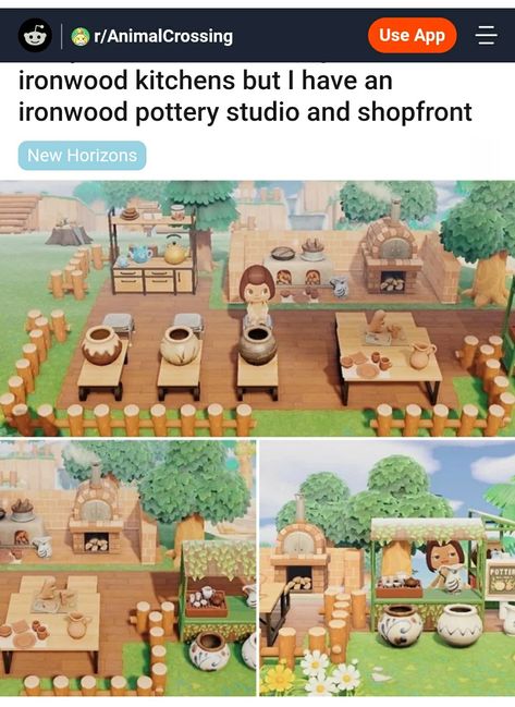 Acnh Ceramic Studio, Animal Crossing Pottery Studio, Animal Crossing Art Studio, Acnh Pottery Studio, Animal Crossing Ceramics, Animal Crossing Pottery, Acnh Pottery, Acnh Inspiration, Hawaii Island