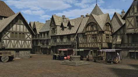 Medieval Town Square. Medieval or fantasy town square and market place, 3d digit , #ad, #fantasy, #town, #Square, #Medieval, #Town #ad Fantasy Town Square, Medieval Town Square, Medieval Reference, Dark Medieval, Mercado Medieval, German Houses, Medieval Market, Medieval Aesthetic, Fantasy Town