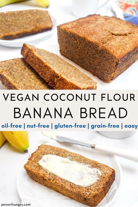 Coconut Flour Banana Bread Vegan, Vegan Coconut Flour Recipes, Gluten Free Banana Nut Bread, Raw Banana Bread, Coconut Flour Bread Recipes, Banana Bread Gf, Coconut Flour Banana Bread, Coconut Banana Bread, Coconut Flour Bread