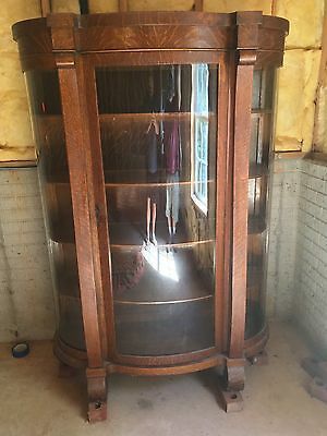 ANTIQUE OAK EMPIRE Curved Glass Corner Cabinet - $900.00 | PicClick Glass China Cabinet, Antique China Cabinet, Antique Curio Cabinet, Oak China Cabinet, Antique China Cabinets, Update Cabinets, Fantasy Furniture, Tiger Oak, Antique Cabinets