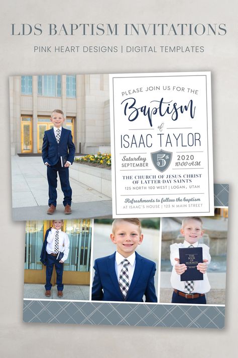 Lds Primary Gifts, Lds Baptism Invitation, Baptism Decorations Boy, Baptism Invitation For Boys, Emotions Art, Baptism Pictures, Baptism Announcement, Baptism Invitation Template, Boys Diy