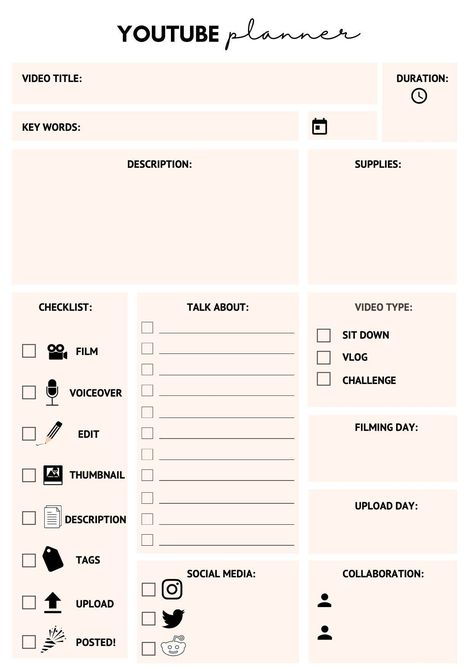 YouTube video planner / organiser / schedule Video Planning Template, Youtube Channel Planner, Youtube Video Planner Template, Youtube Schedule Planner, Youtube Planner Template, Youtube Tracker, Youtube Video Planner, Youtube Content Planner, Video Planner