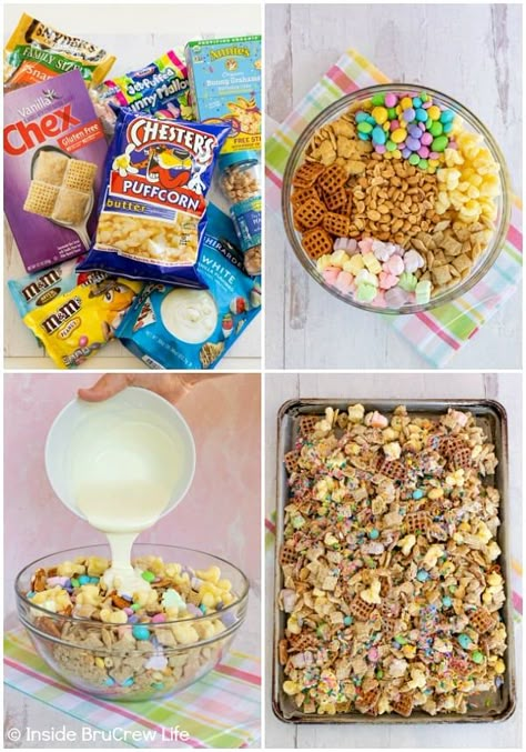 Easter Lunches For Kids, Easter Bunny Chow, Easter Trail Mix, Easter Party Snacks, Easter Snack Mix, Pinterest Mom, Easter Snack, Spring Snacks, Easter Foods