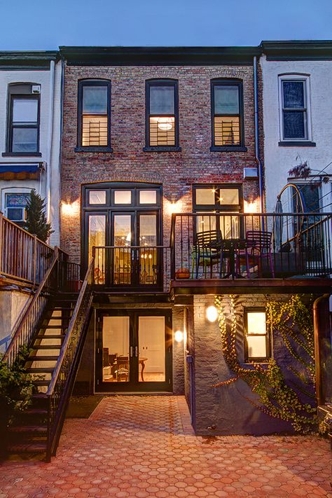 Park Slope Brownstone – Ben Herzog Architect, PC Apartment Exterior Design, Townhouse Exterior, Apartment Exterior, Brooklyn Brownstone, Exterior Stairs, Windows Exterior, Row House, Cool Apartments, Traditional Architecture