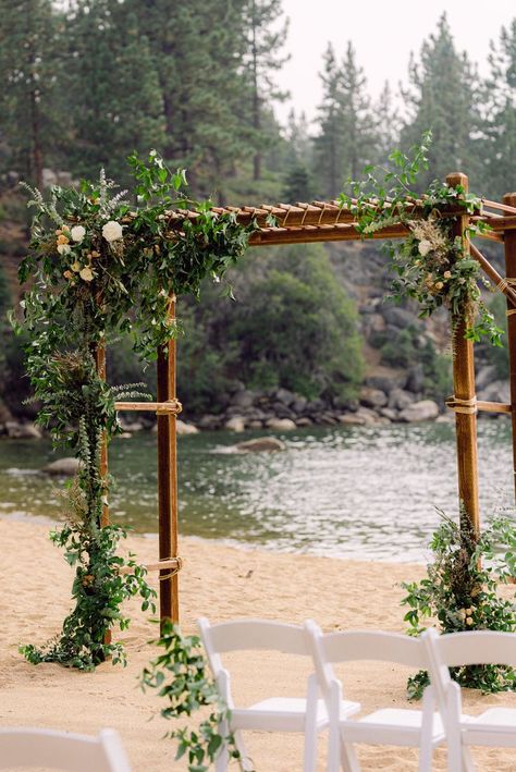 Lake Wedding Ceremony, Lake Tahoe Wedding Venues, Lake Tahoe Wedding, Lake Tahoe Weddings, Beach Ceremony, Tahoe Wedding, Lake Wedding, Resort Wedding, Beach Resort