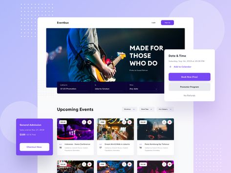 Event Landing Page by Saepul Rohman for Hyper Lab on Dribbble Event Website, Event Card, Ui Design Website, Website Design Layout, Responsive Web Design, Event Page, Web Layout, Website Design Inspiration, Design Website