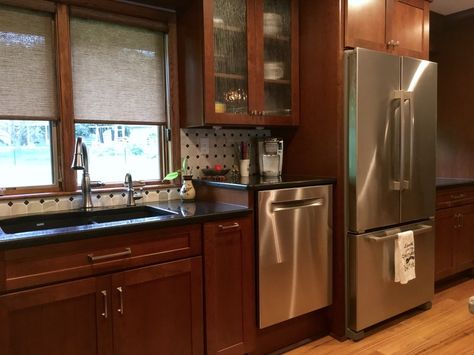 Raised Dishwasher, Dishwasher Ideas, Small Room Paint, Apex Design, Cherry Kitchen, Modern Couch, Kitchen Dinning, Construction Management, Butler's Pantry