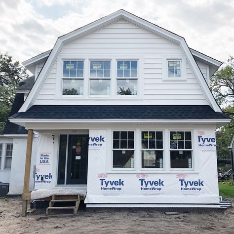 Gambrel House Addition, Gambrel Addition, Gambrel Roof House, Gambrel Roof Trusses, Jkath Design, Gambrel House, Upstate House, Gambrel Barn, Gambrel Style