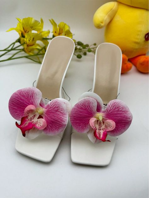 Pink  Collar  Plastic   Embellished   Shoe Accessories Detachable Fashion, Diy Orchids, Flower Heels, Shoe Decorations, Fashion Butterfly, Looks Country, Butterfly Flower, Shoe Inspo, Pretty Shoes