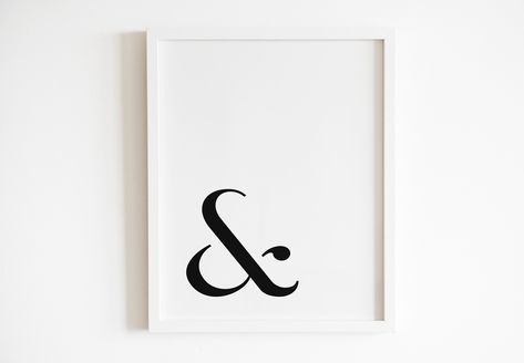 Ampersand Decor, Ampersand Sign, White Bathroom Decor, Monochrome Prints, Minimalist Wall Decor, Bathroom Signs, Art Business, Wall Art Printable, Typography Logo