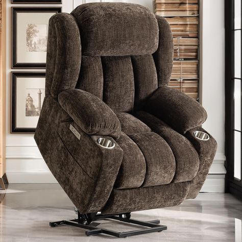 SENYUN Electric Power Lift Recliner Chair with Heat & Massage for Elderly, Chenille Reclining Chairs for Seniors Home Living Room Massage Dos, Lift Recliners, Reclining Armchair, Electric Recliners, Mid Century Armchair, Power Recliner, Living Room Furniture Chairs, Arm Chairs Living Room, Sofa Home