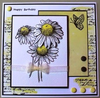 Stampendous 'Daisy With Thanks' stamp. Stampendous Cards, Stampendous Stamps, Papercrafting Ideas, Everyday Cards, Sunflower Cards, Cards Flowers, Daisy Cards, Flower Theme, Thanks Card