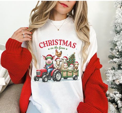 Christmas Shirt Christmas on the Farm Sweatshirt Crewneck Hoodie Gift for Her Farm Animal Christmas Farmer Gift Trendy Holiday Shirt Cow Pig by TheCharmingRoseCo on Etsy Farm Sweatshirt, Christmas On The Farm, Farm Tees, Christmas Apparel, Animal Christmas, Simple Joys, Gifts For Farmers, Christmas Tops, Holiday Sweatshirt