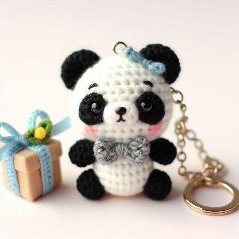 Crochet Panda Bear, Panda Keychain, Amigurumi Keychain, Keychain Crochet, Bear Keychain, Crochet Panda, Key Accessories, Crochet Keychain, Cute Panda