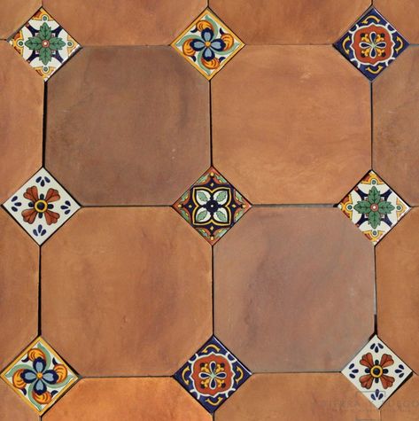 Modern Mexican Living Room, Terra Cotta Floor Tile, Mexican Living Room, Mexican Tile Floor, Mexican Kitchen Decor, Tile For Kitchen, Tile Floor Living Room, Saltillo Tile, Mexican Talavera Tile