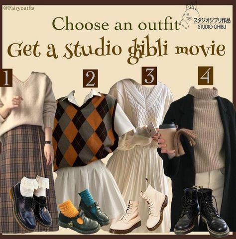 Ghibli Aesthetic Clothes, Studio Ghibli Outfits Aesthetic, Ghibli Academia, Ghibli Inspired Outfits, Studio Ghibli Outfits, Art Academia Outfit, Ghibli Outfits, Dark Literature, Light Academia Fashion