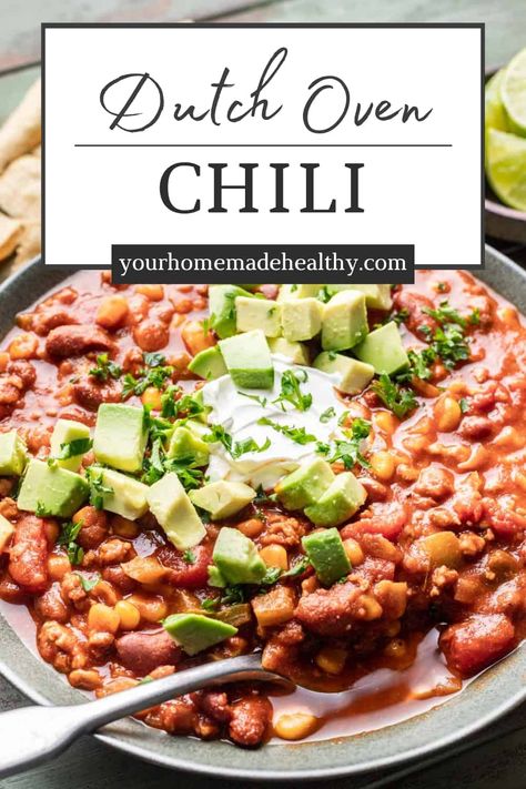 This stovetop Dutch Oven Chili is everything you crave in a classic chili recipe. It's hearty, perfectly spiced, packed with protein, and makes for even better leftovers. Have this easy one-pot meal ready in just about 30 minutes! Dutch Oven Baked Chicken, Dutch Oven Chili, Best Chicken Soup Recipe, Classic Chili Recipe, Classic Chili, Easy One Pot Meals, Chicken Soup Recipes, Chili Recipe, Ready Meal