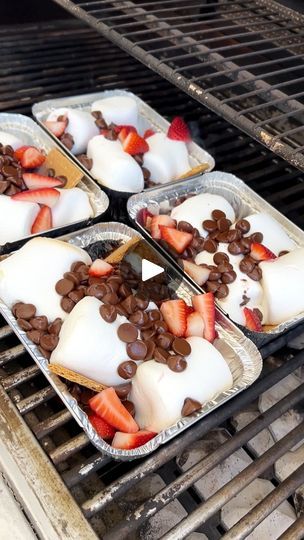 Camping Snacks Make Ahead, Dip On The Grill, Easy Road Trip Snacks, Strawberries With Chocolate, Chocolate Chips And Marshmallows, Make Smores, Tin Foil Meals, Justine Kameron, Smores Dip