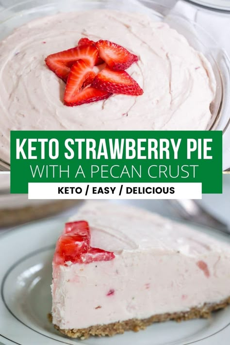 Keto Friendly Easy Strawberry Pie Recipe Keto Strawberry Pie, Easy Strawberry Pie, Strawberry Cream Pies, Strawberry Pie Recipe, Keto Cream, Keto Dessert Easy, Low Carb Sweets, Keto Cheesecake, Strawberry Pie