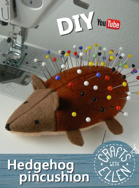 Make this cute hedgehog pincushion from felt. Follow the DIY video tutorial, which links to a free pattern. Hedgehog Pincushion, Pin Cushions Patterns, Diy Videos Tutorials, A Hedgehog, Cute Hedgehog, Diy Videos, Pin Cushions, Sewing Tutorials, Video Tutorial