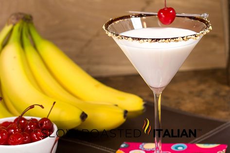 Banana Martini, Mixology 101, Dessert Cocktails, Whipped Vodka, French Vanilla Creamer, Creative Cocktails, Refreshing Beverages, The Slow Roasted Italian, Family Secrets