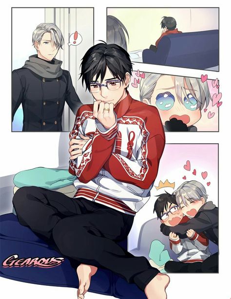 Viktor/Victor Nikiforov x Yuuri/Yuri Katsuki / Viktuuri / Vikturi / Victuri / Victuuri / Yuri on Ice / YOI Yuri On Ice Comic, Katsuki Yuri, Yuuri Katsuki, Yuri Katsuki, Yuri Plisetsky, Images Kawaii, Anime Meme, Yuri On Ice, Fanarts Anime