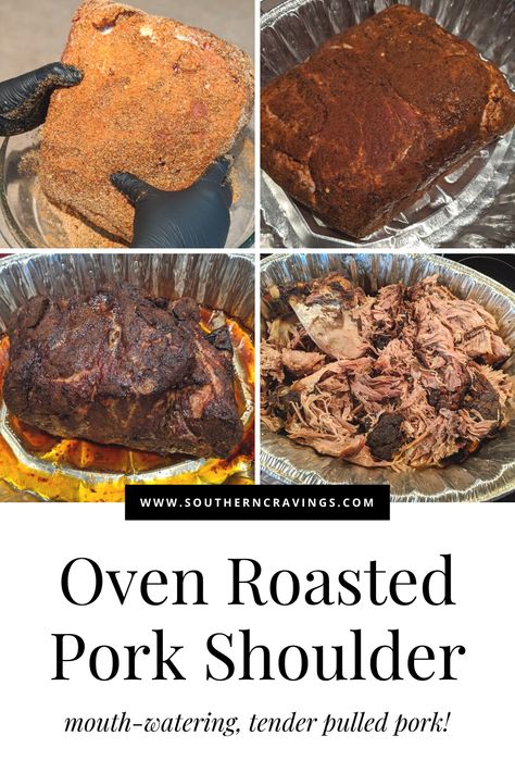 Oven Roasted Pork Shoulder, Pork Shoulder Oven, Pork Shoulder Recipes Oven, Pulled Pork In The Oven, Pork Shoulder Picnic Roast, Roasted Pork Shoulder Recipes, Bbq Pork Shoulder, Pork Shoulder Picnic, Cooking Pork Shoulder