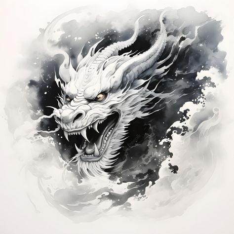 Premium AI Image | Ink painting black and white Chinese dragon elegant Dragon Black And White Drawing, Metal Dragon Tattoo, Dragon Tattoo Black And White, Ice Dragon Art, White Chinese Dragon, Black And White Dragon, 2024 Dragon, Tato Naga, Dragon Tattoo Art