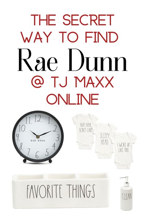 The Secret Way To Find Rae Dunn At TJ Maxx Online Rae Dunn Inspired Diy, Rae Dunn Bathroom Ideas, Rae Dunn Bathroom Decor, Rae Dunn Coffee Bar Display, Rae Dunn Canister Display, Rae Dunn Kitchen Display, Rae Dunn Display Ideas, Rae Dunn Easter Display, Rae Dunn Hutch Display