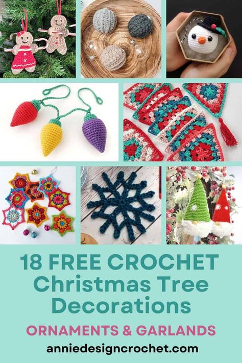 18 Festive Crochet Christmas Tree Decorations (Free Patterns) - Annie Design Crochet Free Crochet Patterns For Christmas, Crochet Christmas Tree Decorations, Crochet Gift Patterns Free, Crochet Patterns For Christmas, Crochet Christmas Lights, Bright Crochet, Crochet Cowl Free Pattern, Crochet Christmas Tree, Christmas Crochet Patterns Free