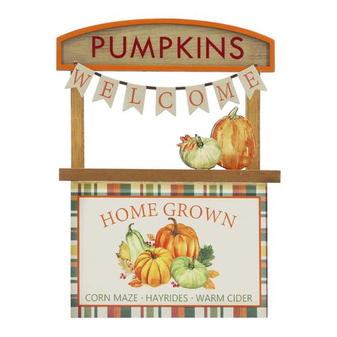 "Buy the 8.8\" Pumpkin Stand Decoration by Ashland® at Michaels. Decorate your home this fall with this fun pumpkin patch decoration by Ashland. Decorate your home this fall with this fun pumpkin patch decoration by Ashland. Place it on your fireplace mantel or coffee table with a matching floral arrangement for a lovely display. Details: White, orange and green 6.5\" x 1.88\" x 8.88\" (16.51cm x 4.77cm x 22.5cm) MDF, paper, plywood and iron For indoor use only | 8.8\" Pumpkin Stand Decoration by Ashland® | 6.5\" x 1.88\" x 8.88\" | Michaels®" Pumpkin Patch Decoration, Pumpkin Patch Decor, Pumpkin Stand, Best Pumpkin Patches, Pumpkin Stands, Fun Pumpkins, Cute Toe Nails, Corn Maze, Cute Toes