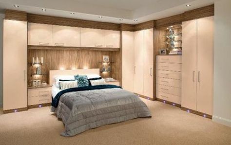 modern bedroom furniture and space saving interior design ideas, fitted furniture for storage Space Saving Bedroom, Fitted Bedroom Furniture, Suite Master, Corner Furniture, Bedroom Cupboards, Fitted Bedrooms, Built In Cupboards, Bedroom Cabinets, Modern Bedroom Furniture