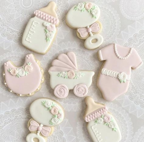 Baby Shower Girl Dress, Baby Shower Cookies Decorated, Tinkerbell Cookies, Baby Shower Biscuits, Wedding Shower Cupcakes, Frosted Cookies, Bebe Shower, Farm Cookies